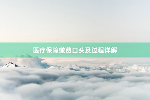 医疗保障缴费口头及过程详解